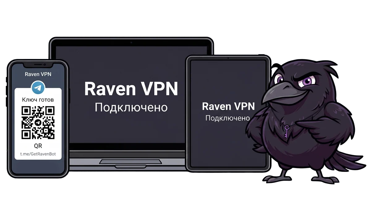 Raven VPN на телефоне, ноутбуке и планшете