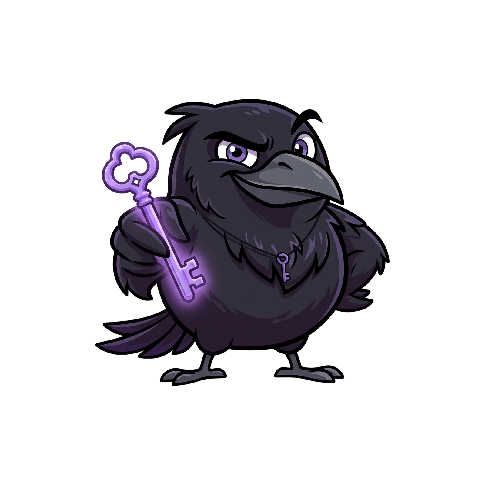 Маскот Raven VPN протягивает ключ